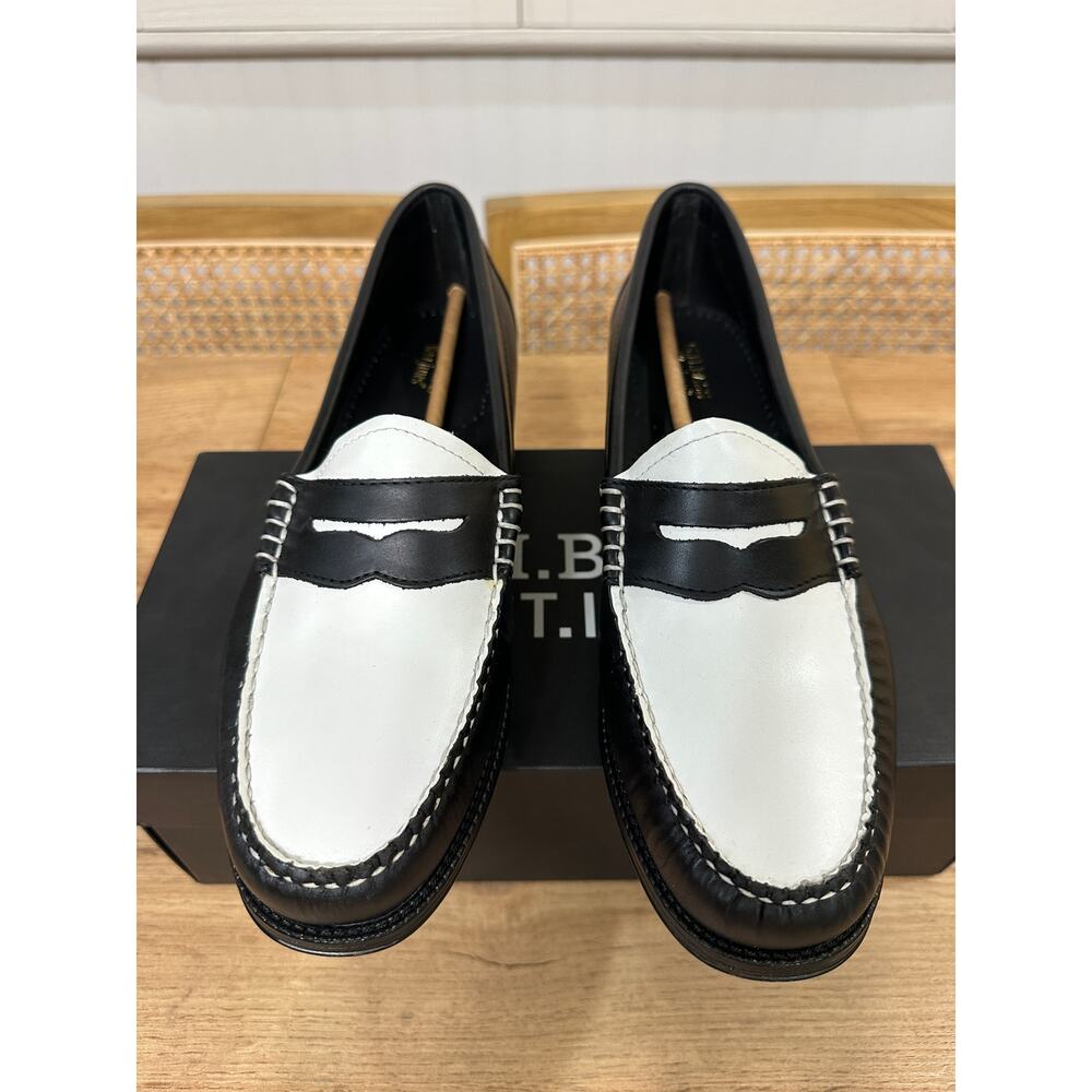 G.H.BASS & CO. Women's Whitney Easy Weejuns® Loafers Black White Leather 9.5 NIB - Picture 6 of 15